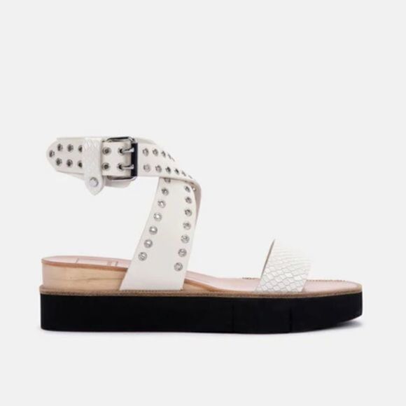 Free People Dolce Vita Panko Stud Sandals Strappy White Leather US 9 NWOB - Picture 4 of 11